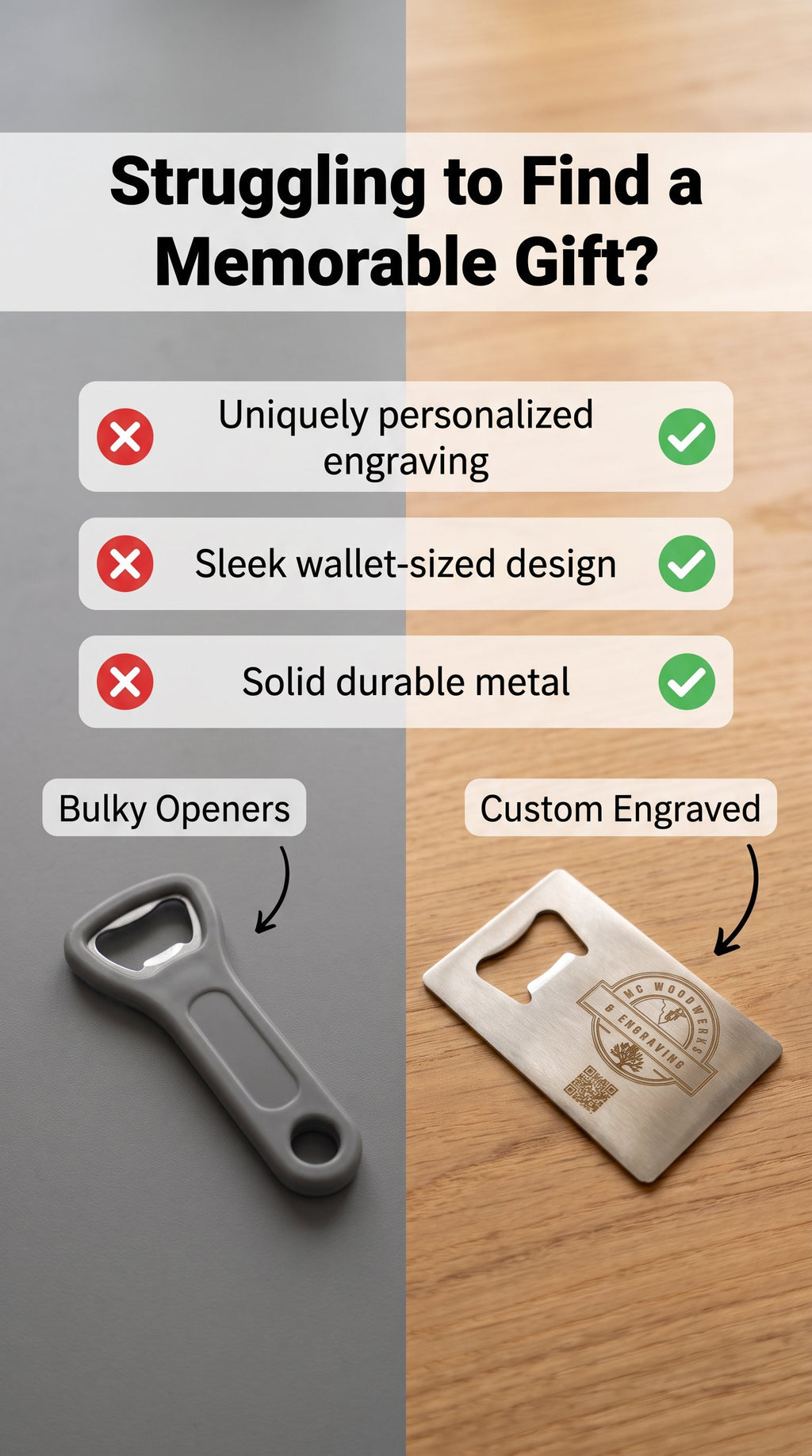 Metal Business Card Bottle Opener set of 50