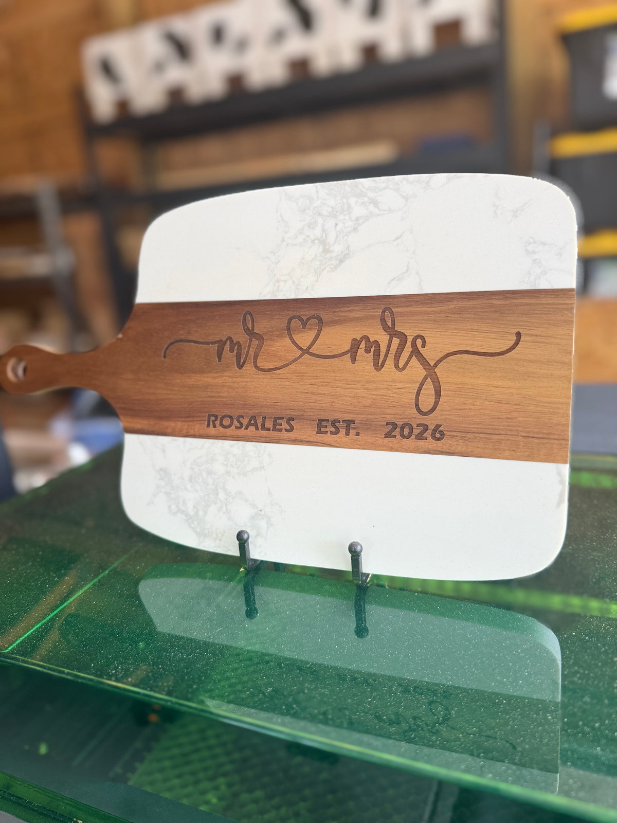 marble & acacia serving board set