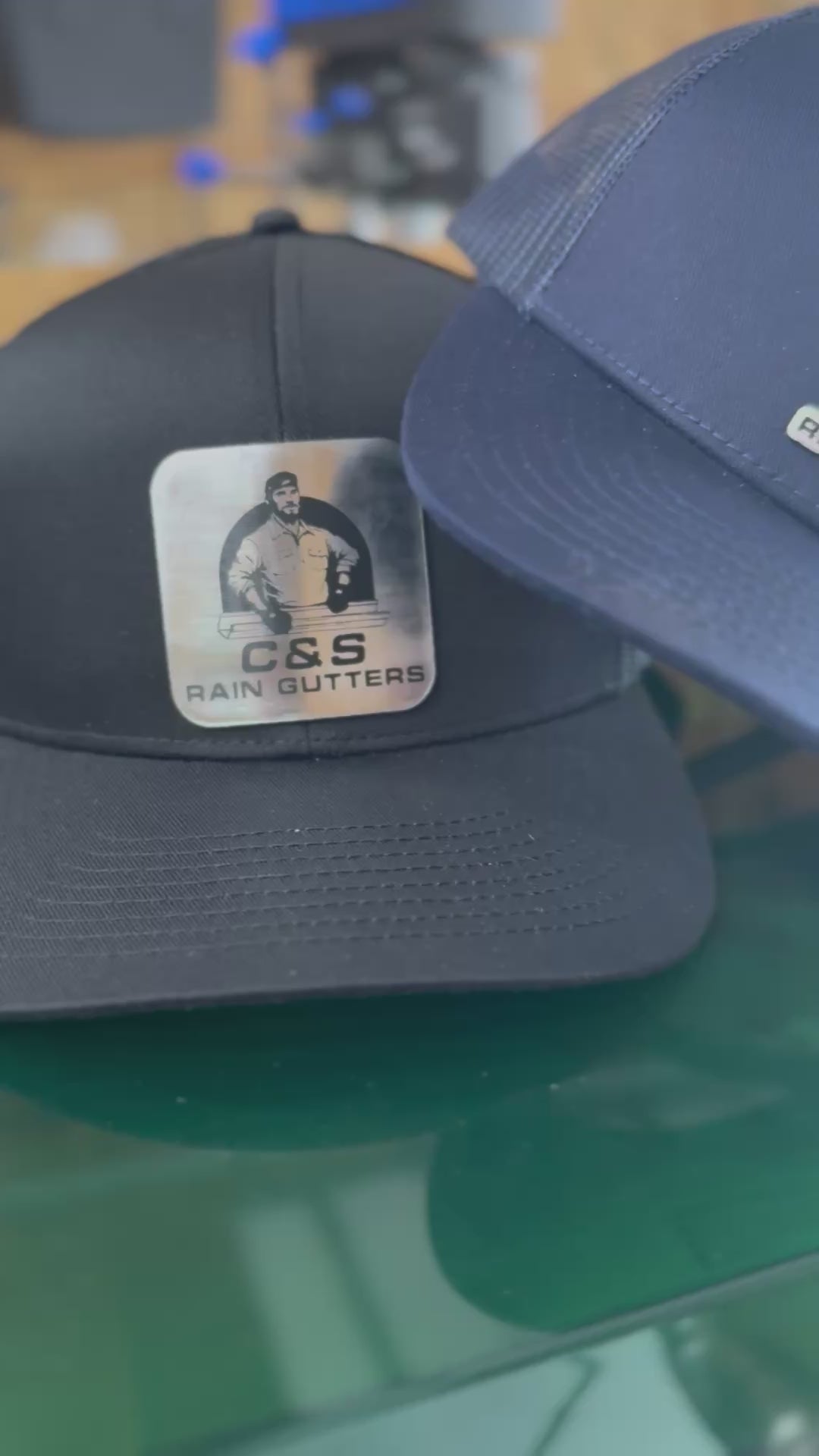 Custom Trucker Hat + Stainless Steel & Acrylic Patch set of 5 hats